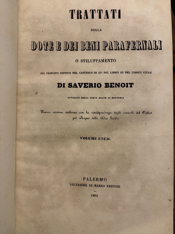 Trattati della Dote e dei Beni Parafernali