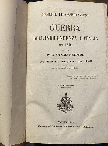Memorie ed osservazioni sulla Guerra dell’indipendenza d’Italia nel 1848