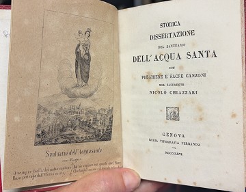 Nicolò Chiazzari- Storica deissertazione del Santuario dell’Acqua Santa